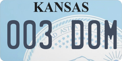 KS license plate 003DOM