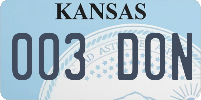 KS license plate 003DON