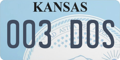 KS license plate 003DOS