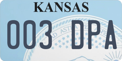 KS license plate 003DPA