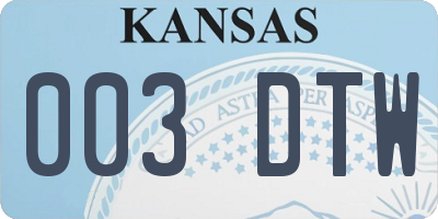 KS license plate 003DTW