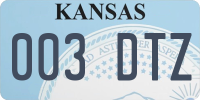 KS license plate 003DTZ