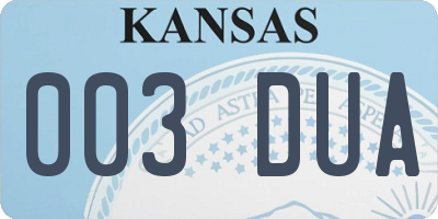 KS license plate 003DUA