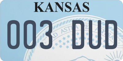 KS license plate 003DUD