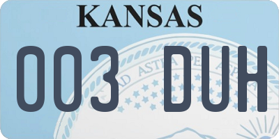 KS license plate 003DUH