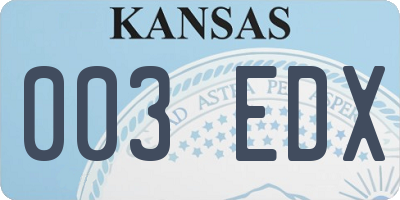 KS license plate 003EDX