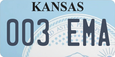 KS license plate 003EMA