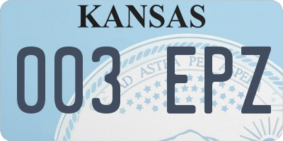 KS license plate 003EPZ