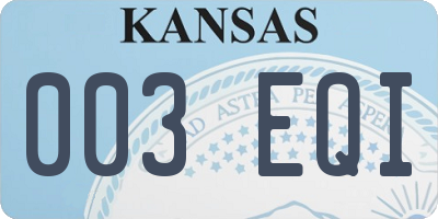 KS license plate 003EQI