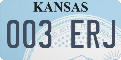 KS license plate 003ERJ