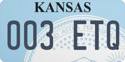 KS license plate 003ETQ