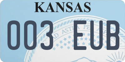 KS license plate 003EUB