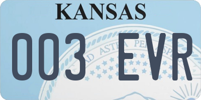 KS license plate 003EVR