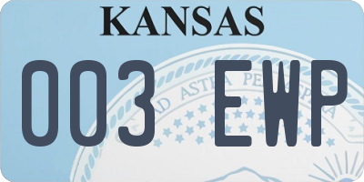 KS license plate 003EWP