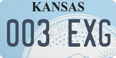 KS license plate 003EXG