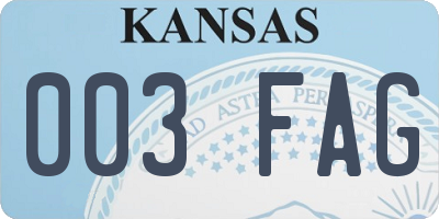 KS license plate 003FAG