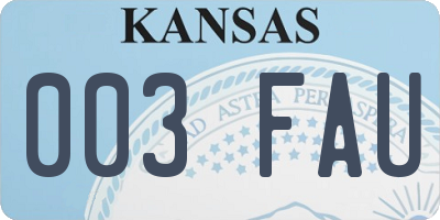 KS license plate 003FAU