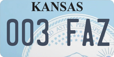 KS license plate 003FAZ