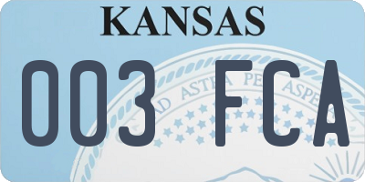 KS license plate 003FCA