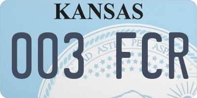 KS license plate 003FCR