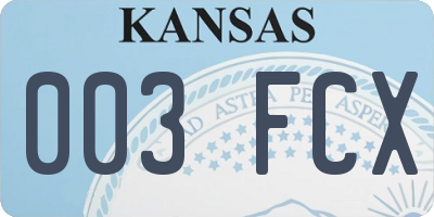 KS license plate 003FCX