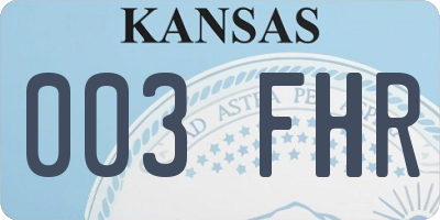 KS license plate 003FHR