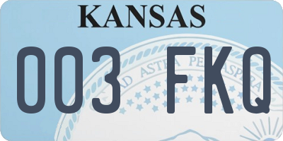 KS license plate 003FKQ