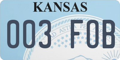 KS license plate 003FOB