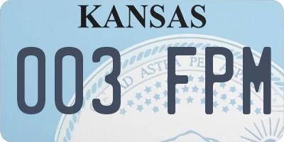 KS license plate 003FPM