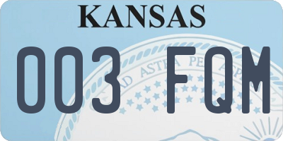 KS license plate 003FQM