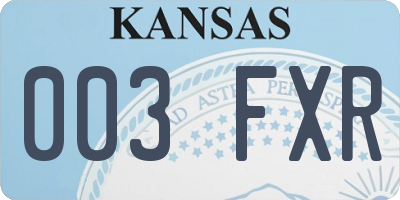 KS license plate 003FXR