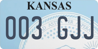 KS license plate 003GJJ