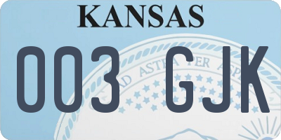 KS license plate 003GJK