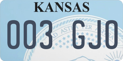KS license plate 003GJO