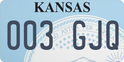 KS license plate 003GJQ