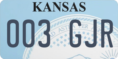 KS license plate 003GJR