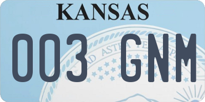 KS license plate 003GNM