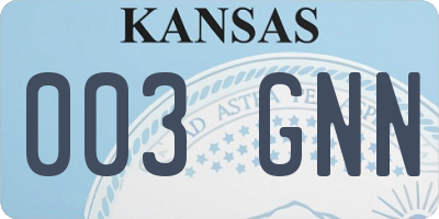 KS license plate 003GNN