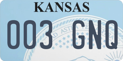 KS license plate 003GNQ