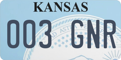 KS license plate 003GNR