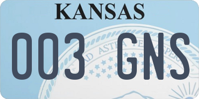 KS license plate 003GNS