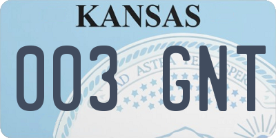 KS license plate 003GNT