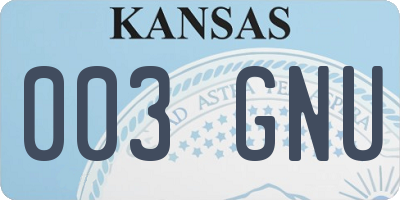 KS license plate 003GNU