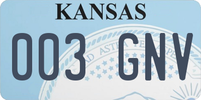 KS license plate 003GNV