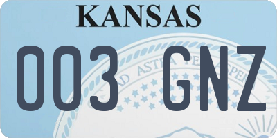 KS license plate 003GNZ