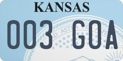 KS license plate 003GOA