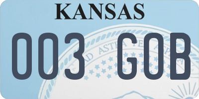 KS license plate 003GOB