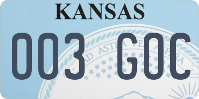 KS license plate 003GOC