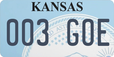 KS license plate 003GOE