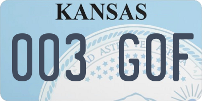 KS license plate 003GOF